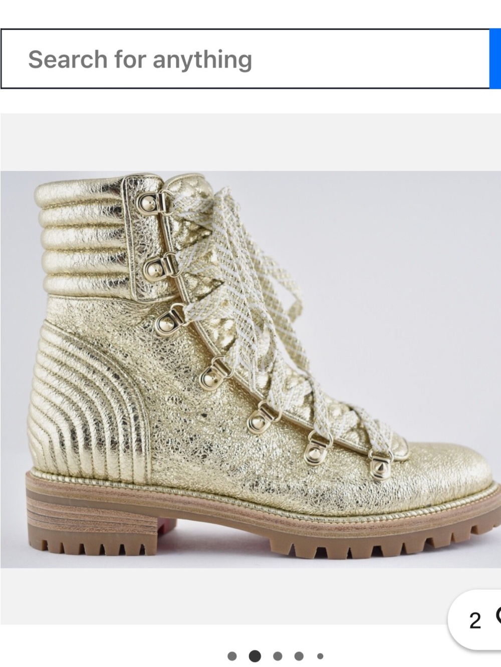 Christian Louboutin Metallic Gold Lace Up Ankle Boots - Picture 6 of 6